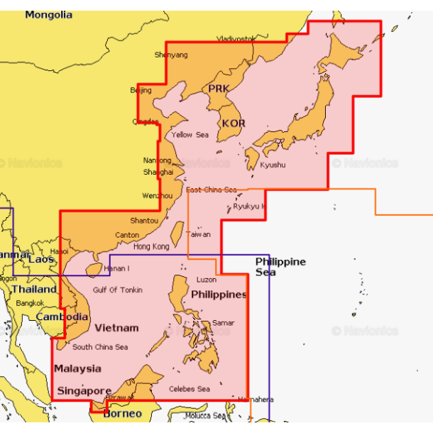 Navionics Plus 35XG - Kina og Korea