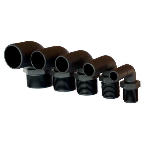 Trudesign Slangestuds 90 komposit sort 3/4" 19mm