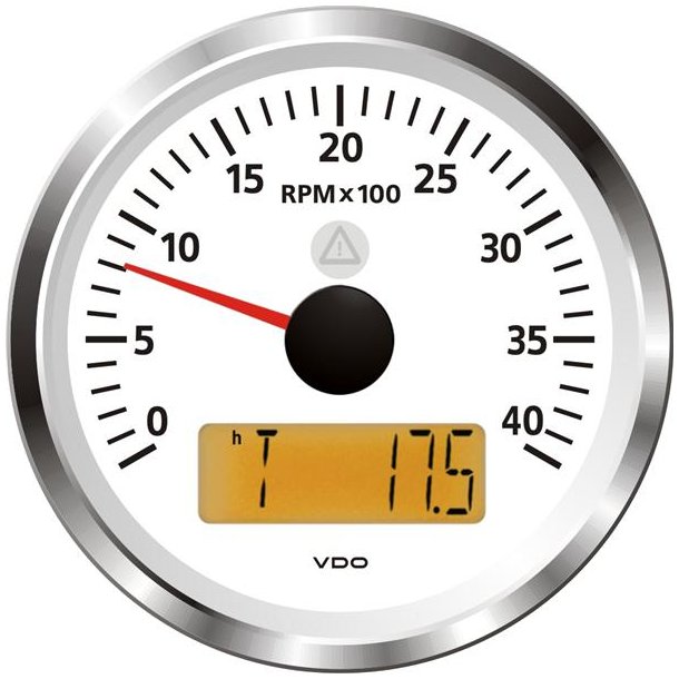 Vdo omdrejningstller m/lcd, sort 0-4000rpm 85mm