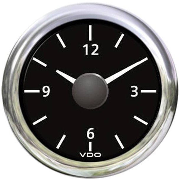 Vdo ur 12v, sort 52mm