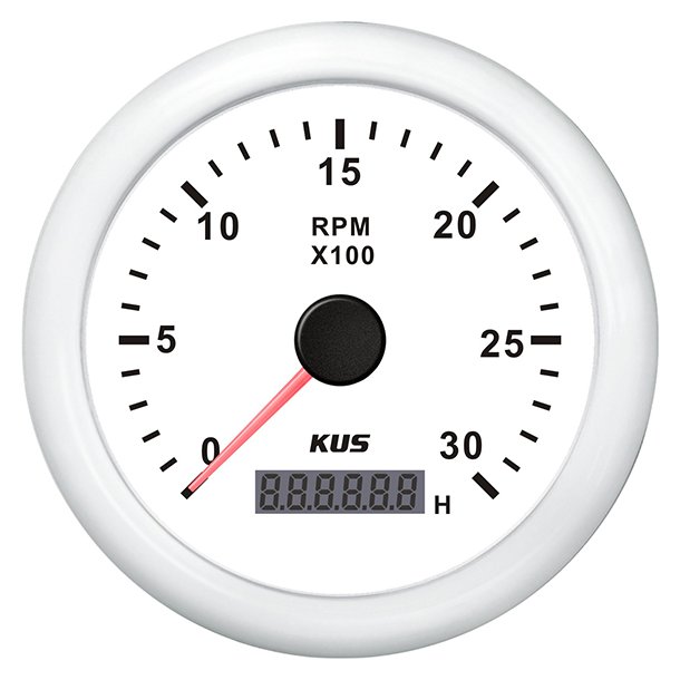 KUS omdrejningstller til diesel hvid, 0-3000