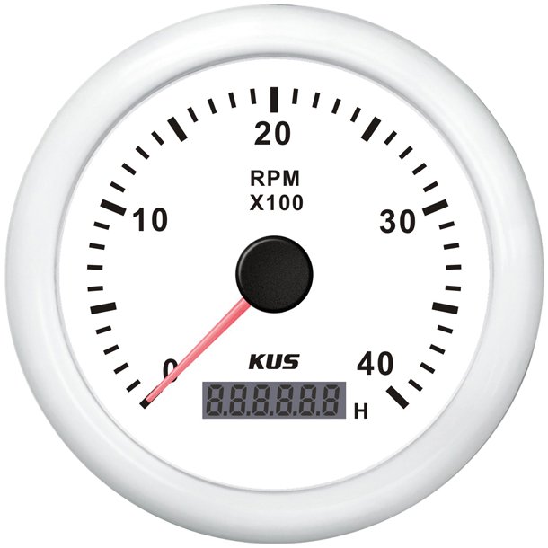 KUS omdrejningstller til diesel hvid, 0-4000