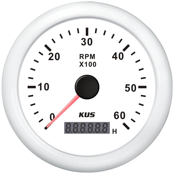 KUS omdrejningstller til diesel hvid, 0-6000