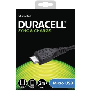 Duracell USB til Micro USB-kabel sort, 2m