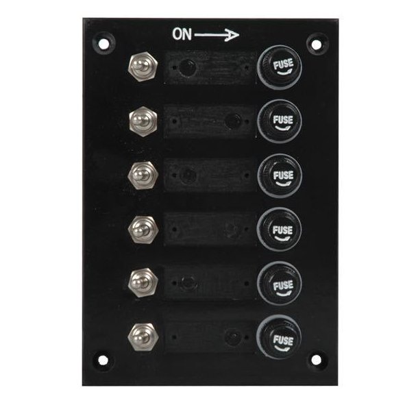 El-panel med 6 kontakter til 12V