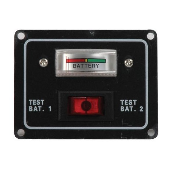 Batteritest panel med instrument og omskifter, 12/24V