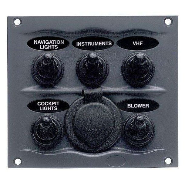 BEP Stnktt el-panel med 5 kontakter og el-udtag, 12V