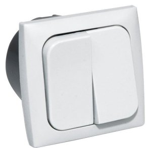 Afbryder dobbelt til indbygning hvid, 220V