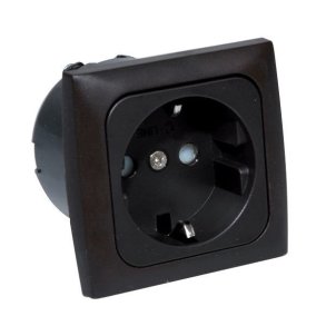 Stikdse til indbygning brun, 220V