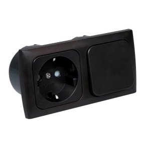 Stikdse med afbryder til indbygning brun, 220V