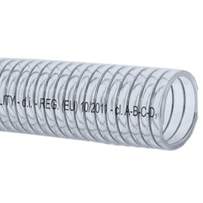 Klar slange med stlspiral food quality 12mm, rulle 3m